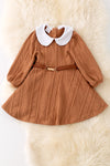 Camel flare elegant dress w/belt. DRG42145 Jean