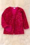 TPG41225 WEN: Fuchsia sequins cardigan with pockets.