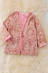 TPG41227 JEAN: Blush sequins cardigan with pockets.