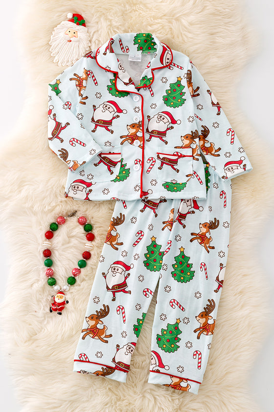 PJG40187 LOI: Santa printed unisex pajamas set.