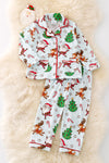 PJG40187 LOI: Santa printed unisex pajamas set.