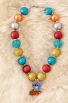 Multi-color bubble necklace with pendant.