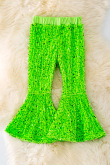  PNG40115 AMY: Neon green sequins bell bottoms.