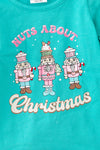 RPG40761 LOI: Nuts about Christmas" aqua ruffle romper.