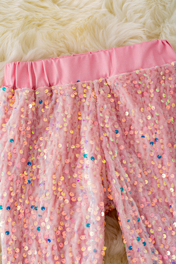 PNG40116 AMY: Blush sequins bell bottoms.