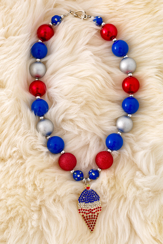 Patriotic bubble necklace w/pendant. 3PCS/$15.00 ACG40456 S