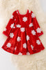 DRG42206-NAY: Snowflake on red flare sequins dress.