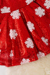 DRG42206-NAY: Snowflake on red flare sequins dress.