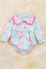 Pastel floral printed onesie w/ long sleeve. RPG15154009 WENDY