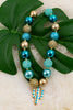 Multi-blue & gold bubble necklace with cactus pendant.3pcs/$15.00 ACG15154002 M