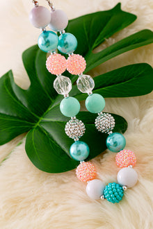  Aqua, peach & white bubble necklace. 3pcs/$12.00 ACG40497 S