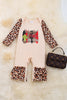 Stuck on you" Cactus printed baby romper w/leopard printed sleeves. RPG05203004 AMY