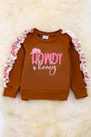 Howdy Honey" Graphic sweatshirt with ruffle sleeves. TPG05154004 JEAN