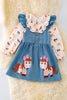 OFG40620 JEAN: Pony printed overall dress.