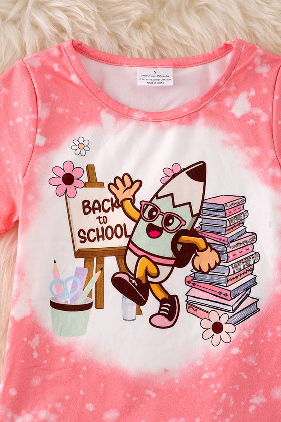 Back to school happy pencil printed tee and multi-printed pants. OFG41360 AMY