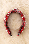 Christmas plaid pearls & stone headbands available in 3 prints. (3pcs/$12.75)