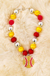 Softball bubble necklace with pendant. 3PCS/$15.00 ACG25183021 S
