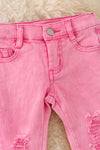 Pink bootcut denim jeans w/back pockets. PNG40197 LOI
