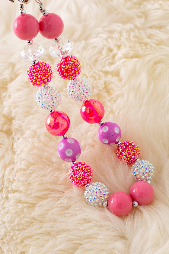 Pink Shimmery bubble necklace. 3pcs/$12.00 ACG40533 S