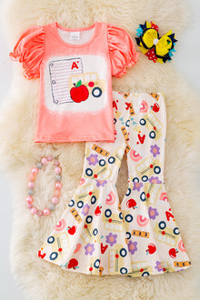  A+ back to school printed 2 piece set. OFG41470 JEAN