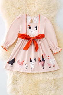  DRG65133037 AMY: Playful Chicken printed dress.