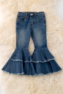  PNG50012 NAY-Double layer denim bell pants.