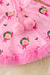 DRG43386 SOL: C*ndy Lou pom pom dress with faux fur trim.