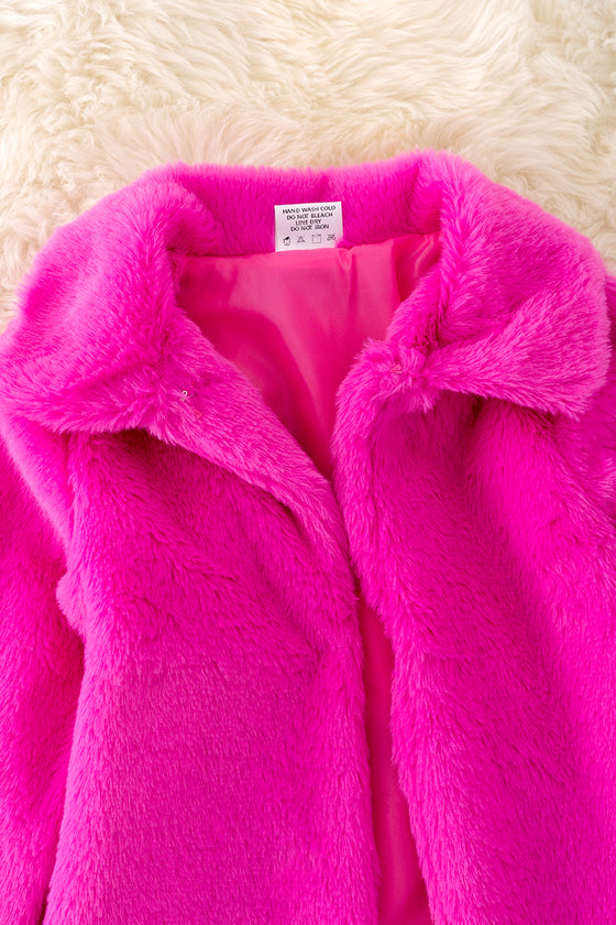 TPG40856 WEN: Fuchsia fur cardigan.