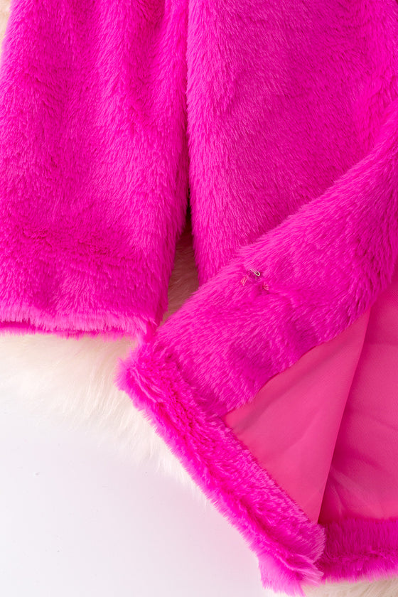 TPG40856 WEN: Fuchsia fur cardigan.