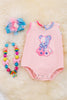 Teddy bear applique baby onesie with snaps. RPG25154001 loi