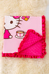 B-2 35 X 35 Kitty printed baby blanket w/ruffle trim.