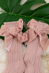 Knee High-baby socks with cute faux velvet bow. (3pcs/$11.25)Sock-2024a