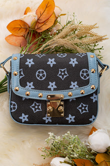  Charcoal / dusty blue spike detail crossbody purse. BBG65153025 M