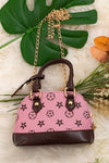 Brown star printed on pink crossbody purse. BBG65203037 M