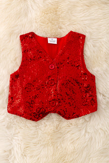  RED sequins button up vest. TPG50022 AMY