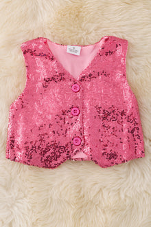  LT. Pink sequins button up vest. TPG50020 JEAN