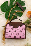 Pink with brown trim crossbody satchel. BBG65203029 M