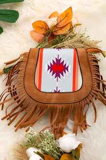  Cute Girls aztec crossbody purse with fringe. (L 7IN X W 2.5IN X H 6IN) BBG40002 M