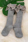 Knee High-baby socks with cute faux velvet bow. (3pcs/$11.25)Sock-2024a