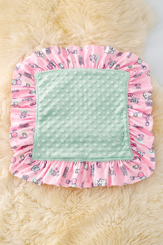 BKG40067: Kitty security baby blanket w/ ruffle.