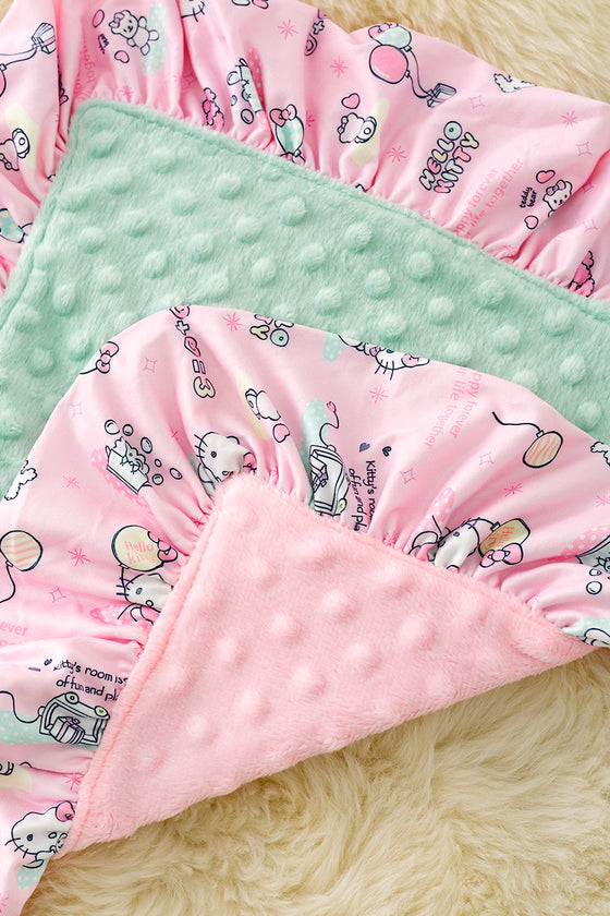 BKG40067: Kitty security baby blanket w/ ruffle.