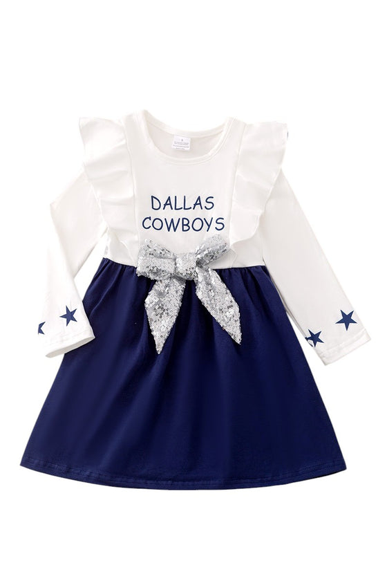 D-Cowboys long sleeve dress w/ sequins front bow. DRG43343AMY