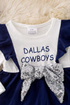 D-Cowboys printed onesie w/ sequins bow. RPG41378 NAY