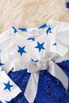 Star printed on white baby onesie w/sequins skirt. RPG41377 JEANNE