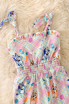 Plaid Easter jumpsuit with ruffle hem. PNG50034 SOL