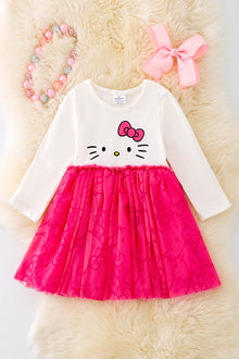  DRG41905 LOI: Kitty printed dress w/fuchsia tulle.