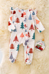 RPG40557 LOI: Christmas tree printed onesie with ruffle. 🎄