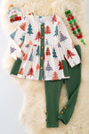 OFG41507 AMY: Christmas tree printed tunic w/ green leggings. 🎄