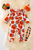 🍁RPG40559 : Coquette pumpkin printed onesie w/footie.