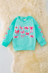 TPG40954 AMY: Bow printed mint sweatshirt.